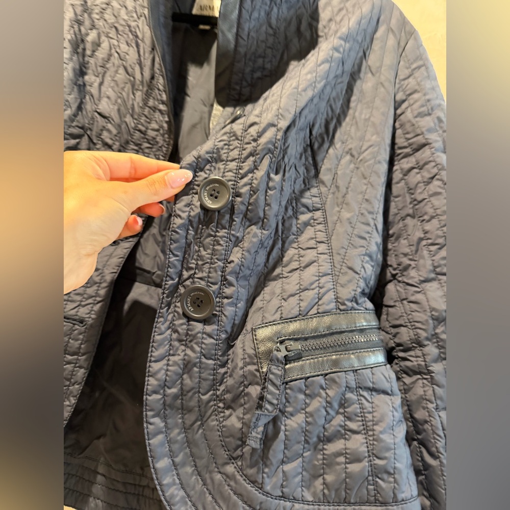 Armani Collezioni Quilted Navy Jacket Sz 8 - Picture 3 of 5